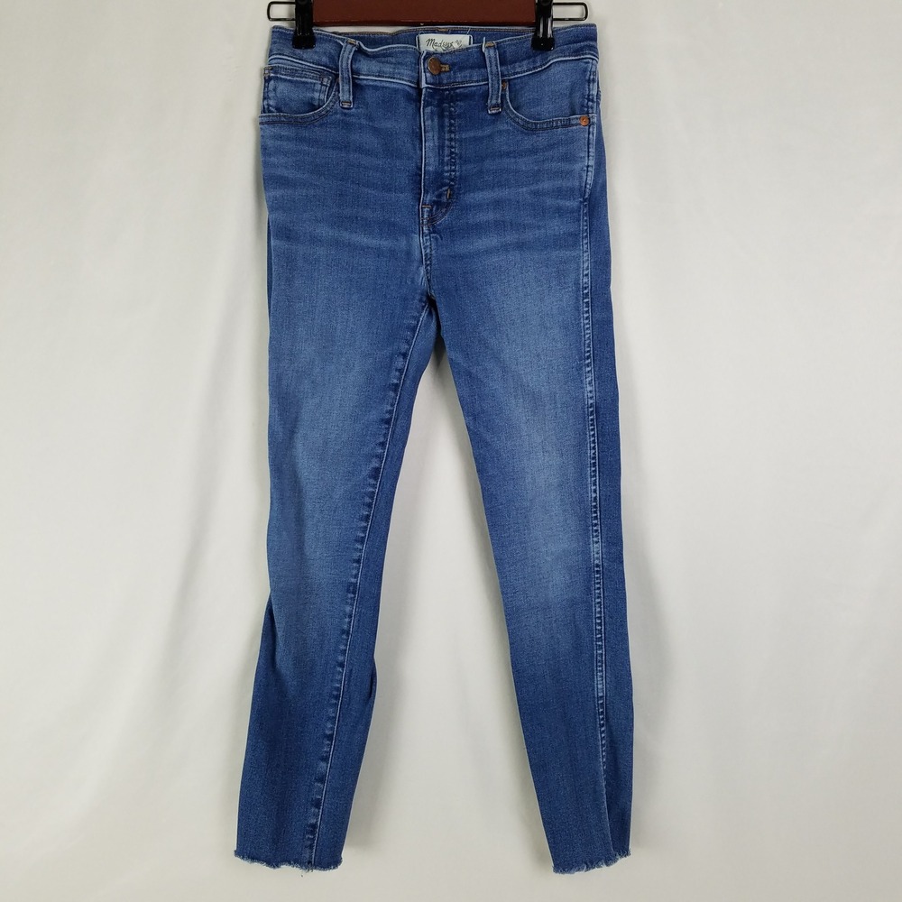 Madewell 10 High-Rise Skinny Jeans Womens Size 26 Blue Medium Wash Raw Hem Denim